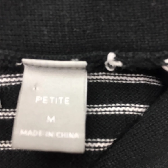 Liz Claiborne Women Black White Sweater Cowl Leather Button L/S Petite M Cotton - Picture 10 of 12